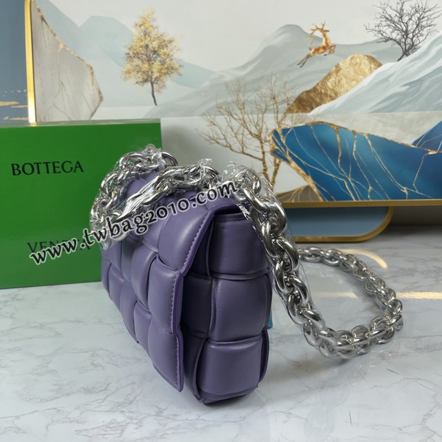 Bottega veneta高端女包 96008薰衣草紫 寶緹嘉新款枕頭鏈條包 BV經典款單肩斜挎手提女包  gxz1234